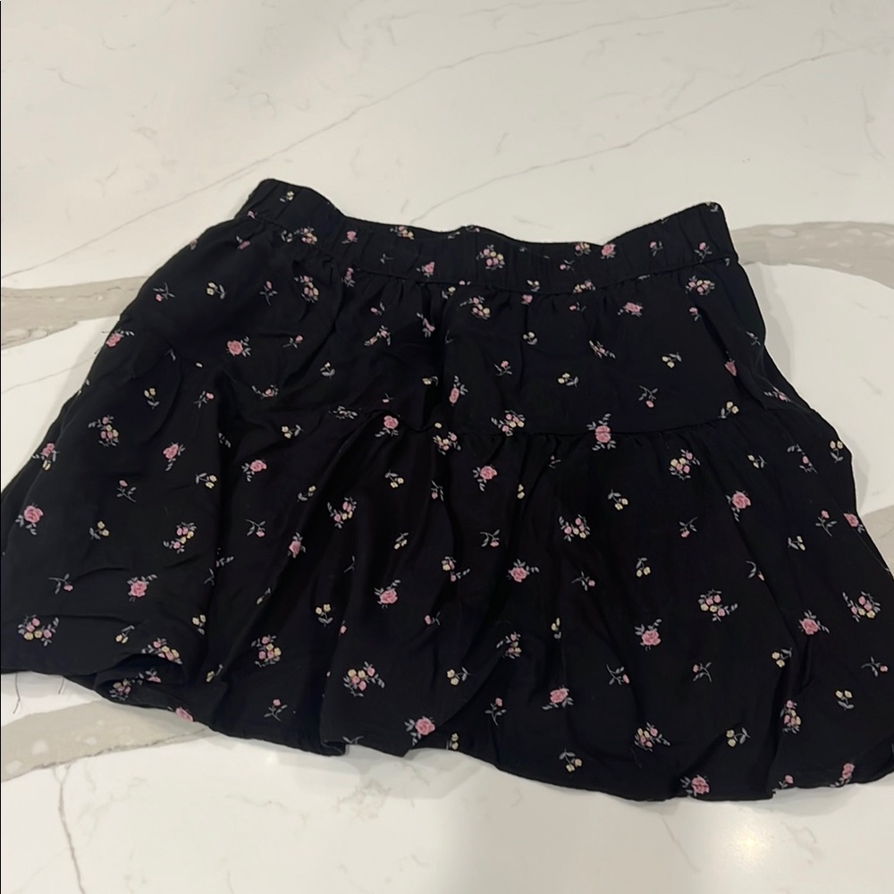 Floral Black Skirt